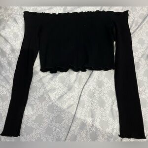 Lettuce Edge Rib-Knit Crop Top